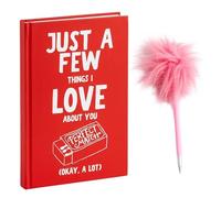 Tbczvx 2-Piece What I Love About You Book Stationery Set with Pink Fluffy Pen, Notebook Gift Book for Journaling,Notes and Daily Writing