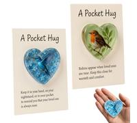 Tbczvx 2PCS Robin Gifts, Pocket Hug Heart, A Pocket Hug, Pocket Hugs, Two Piece Acrylic Charm Set, Blue and Green Robin Themed Decorations