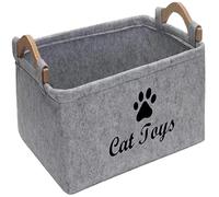 Tbczvx Cat Toy Box, Grey Felt Storage Basket for Cat Toys, 38*25*18cm Cat Toy Basket for Home Use Durable Cats Toy Basket Suitable for Organizing Pet Items and Organizing Other Items Need Stored