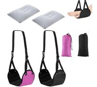 Tbczvx Foot Hammock Set, Multi-Functional Leg Hammock for Long-Distance Flights, Trains, Road Travel, Office, Home Use - Black, Fabric, Ergonomic