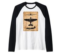 TBD Devastator Torpedo Bomber Vintage WW2 Plane Silhouettes Raglan Baseball Tee