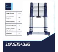 TBDavies Telescopic Ladder Aluminium 3.2m & 3.8m Extendable Ladder