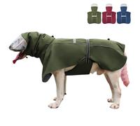 TBDMTOU Pet Dog Raincoat Jacket Large Dog Rain Poncho with Transparent Hood, Double-Layer Structure, Adjustable, Waterproof, and Reflective, Suitable for Medium to Large (Army Green, 4XL)