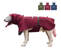 TBDMTOU Pet Dog Raincoat Jacket Large Dog Rain Poncho with Transparent Hood, Double-Layer Structure, Adjustable, Waterproof, and Reflective, Suitable for Medium to Large (Wine Red, L)