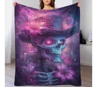 TBDUEPS 3D Print Artistic Skull Bed Flannel Blanket Super Soft Fluffy Warm Microfiber Sofa Throw Blankets For Couch 70x80inch(180x200cm)