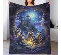 TBDUEPS A Fantasy Meeting Raccoon Girls Blanket Soft Massive Blanket Camping Girlfriend 60x80inch(150x200cm)