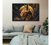 TBDUEPS Adorable Sphynx Cat Canvas Wall Art, New Year Wall Decor | Home wall art works above a sofa; it supports a balanced wall display without changing the furniture layout