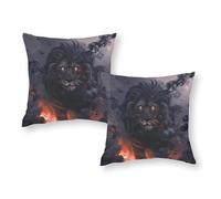 TBDUEPS Black Lion Power Unleashed Pillowcases 2 Pack Wrinkle Free Breathable Sofa Cushions Home Decor Decorations 16"x16"