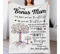 TBDUEPS Bonus Mom Love Daughter Big Fluffy Blanket Soft Nanny Blanket for Bed for Anniversary Marriage Valentine 50x60inch(127x152cm)