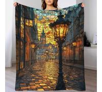 TBDUEPS Cobblestone Street Lights Blanket for Bed Double Warm & Extra Soft Daughter Blanket from Mum for Settee Kid 60x80inch(150x200cm)