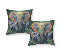TBDUEPS Colorful Elephant Mandala Artwork Pillowcases 2 Pack Premium Hotel Quality Toddler Pillow Cases Tent 12"x12"