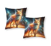 TBDUEPS Cosmic Fox Aurora Large Pillow Case Hypoallergenic Dust Throw Cushions for Indoor Home Decorations 18"x18"