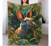 TBDUEPS Curious Rabbit in The Garden Cuddle Blanket for Adults Cozy Home Décor Snuggle Blankets for Adults Car Grandma Snug Gifts 70x80inch(180x200cm)