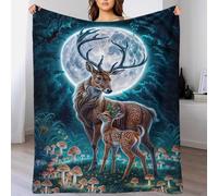 TBDUEPS Deer Fawn Moonlit Forest Fluffy Fleece Blanket Thick And Elegant Massive Blanket for Bed Grandma Snug Gifts 40x50inch(100x130cm)