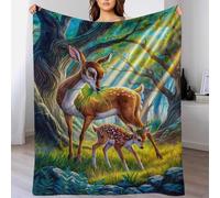 TBDUEPS Enchanted Forest Deer Fawn Blanket for Bed Double Warm & Extra Soft Daughter Blanket from Mum for Settee Kid 40x50inch(100x130cm)