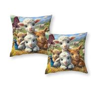 TBDUEPS Farm Animals Compilation Pillow Case Covers Mite Protections Throw Pillows for Sofa Car Gaming Room 16"x16"