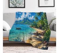 TBDUEPS Fiji Beach Paradise Sofa Throw Blanket 60"x80" for Cosy Evenings | Soft home throw for sofa and bed; soft and easy to use every day, with a clear full-colour motif for New Year home gift.