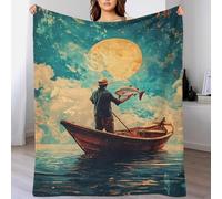 TBDUEPS Fisherman with Catch Cosy Blanket Thick Soft Fleece Blanket for Settee 80x90inch(200x230cm)