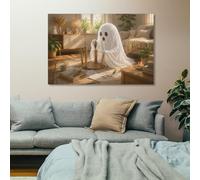 TBDUEPS Frame-Meme Absurd Ghost Hanging Picture Wall Art for Home Decor | above a bed, decorative canvas art updates the room without using floor space without changing the furniture layout