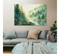 TBDUEPS Frame-Misty Forest with Birds and Light Wall Art for Home Decor | A practical printed canvas picture choice for home refresh; it works with existing furniture alongside existing decor