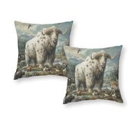 TBDUEPS Giant Beast in Nature Scene Pillowcases 2 Pack Premium Hotel Quality Square Pillows for Home Spring Decor 18"x18"