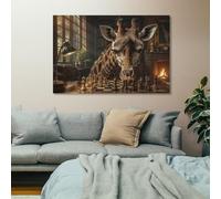 TBDUEPS Giraffe Chess Canvas Wall Art for Kitchen And Dining Room | Canvas print above a sofa; it helps complete the room alongside existing decor