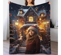 TBDUEPS Girl Waiting for Santa King Size Fleece Blanket Soft Fluffy Cozy Personalised Blankets And Throws Sofa for Women 70x80inch(180x200cm)