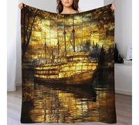 TBDUEPS Golden Cruise Glass Couple Blanket Warm Accent Cosy Fleece Blanket for Chair Gift for Women 50x60inch(127x152cm)