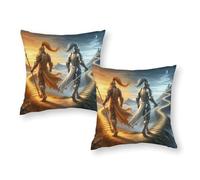 TBDUEPS Golden Vs Silver Knights Epic Battle Pillows Cases Square Extra Large King Size Pillow Cases for Bedroom Home Decor 16"x16"