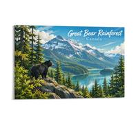TBDUEPS Great Bear Rainforest Canada Canvas Wall Decor, Seasonal Home Art | Decorative canvas art suits above a bed, where it updates the room without using floor space alongside existing decor