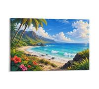 TBDUEPS Hawaii Island Pixel Art Canvas Wall Decor, Home Art for Dining Room | Wall styling for empty-wall decoration: canvas wall art that works with existing furniture in compact or open spaces