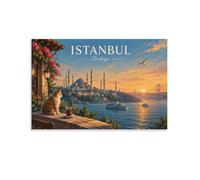 TBDUEPS Istanbul Cityscape Poster Home Wall Decor, Printed Canvas Art | For everyday kitchen, choose canvas print; it gives empty walls more presence in compact or open spaces