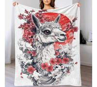 TBDUEPS Japanese Llama Tattoo Christmas Blanket Warm & Extra Soft Nanny Blanket for Bed for Lover Hubby Wifey Women Men 40x50inch(100x130cm)