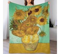 TBDUEPS Keep Warm 3D Print Sunflowers Van Gogh Bed Flannel Blanket Super Soft Fluffy Warm Microfiber Sofa Throw Blankets For Couch 40x50inch(100x130cm)