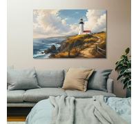 TBDUEPS Lighthouse on A Hill Canvas Wall Art, New Year Wall Decor | A practical home wall art choice for office interiors; it works with existing furniture in compact or open spaces