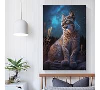TBDUEPS Lynx Under The Starry Sky Decorations for Living Room Kids Children Girl Boys Birthday Party Gift Large Canvas Wall Art for Living Room 12x18inch(30x45cm)