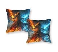 TBDUEPS Magic Fire Vs. Ice 2 Pillow Cases Wrinkle Stain Resistant Throw Pillow for Hair And Skin 20"x20"