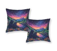TBDUEPS Magical Night Bear Scene Pillowcases 2 Pack Wrinkle Free Breathable King Size Pillow Cases Home &Hotel 18"x18"
