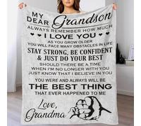 TBDUEPS My Dear Grandson Grandma Big Fluffy Blanket Soft Nanny Blanket for Bed for Anniversary Marriage Valentine 80x90inch(200x230cm)