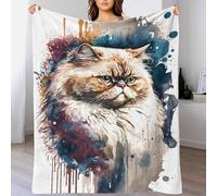 TBDUEPS Persian Cat Watercolor Blanket Gift Customised Photo Dad Blanket from Daughter Car Boyfriend 80x90inch(200x230cm)