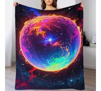 TBDUEPS Rainbow Planet in Space 3d Plush Flannel Fleece Throw Blanket,100% Microfiber Winter Warm & Cosy Blanket for Bed Couch 60x80inch(150x200cm)