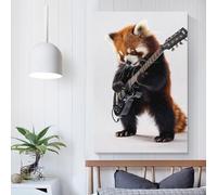 TBDUEPS Red Panda Guitar Abstract Wall Art for Living Room for Bedroom Office Bathroom Decor Canvas Wall Art 12x18inch(30x45cm)