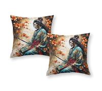 TBDUEPS Samurai Warrior with Flowers Pillows Covers Lightweight & Breathable Toddler Pillow Cases Gifts for Kids Travel 20"x20"