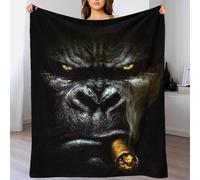 TBDUEPS Smoking Gorilla Blanket for Bed Double Warm & Extra Soft Daughter Blanket from Mum for Settee Kid 60x80inch(150x200cm)