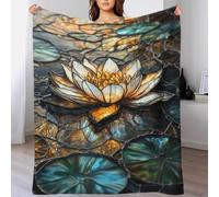 TBDUEPS Stained Glass Golden Lotus Cuddle Blanket for Adults Cozy Home Décor Snuggle Blankets for Adults Car Grandma Snug Gifts 50x60inch(127x152cm)
