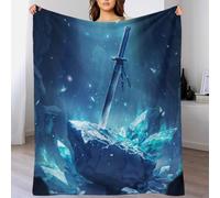 TBDUEPS Sword Beneath The Crystal 3D Printing Throw Blanket Sofa A Plush Blanket Suitable for All Seasons for Adult 70x80inch(180x200cm)