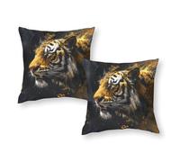 TBDUEPS Tiger Art Print Poster Pillow Case 2 Pack Xmas Decorative Throw Pillows for Sofa And Bedroom 20"x20"