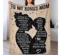 TBDUEPS To My Bonus Mom Kids Fluffy Blanket Easy-Care Daughter Blanket from Mum And Dad Suitable for All Season for Anniversary Marriage Valentine 80x90inch(200x230cm)