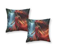 TBDUEPS Tropical Goddess with Waterfall Pillowcases 2 Pack Premium Hotel Quality Toddler Pillow Cases Tent 16"x16"