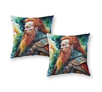 TBDUEPS Viking Warrior Art Print Pillows Cases Square Extra Large King Size Pillow Cases for Bedroom Home Decor 18"x18"